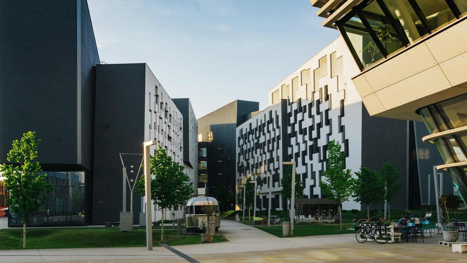 International students on a European university campus
