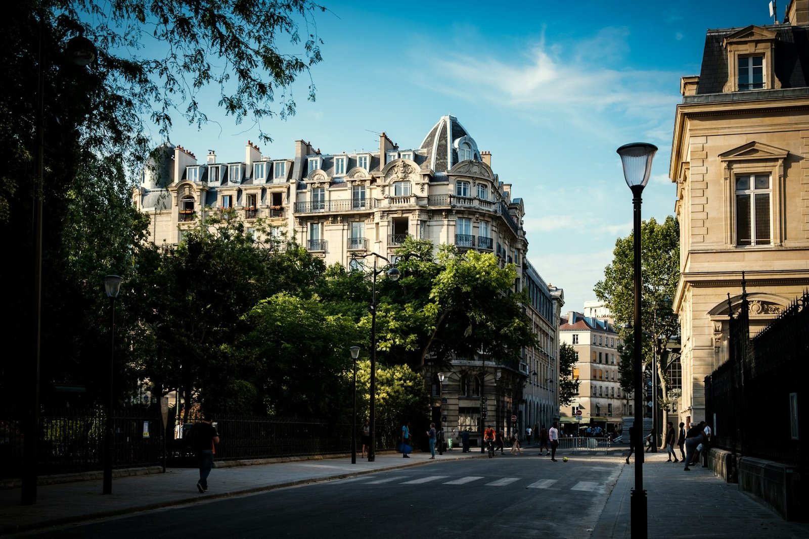 Paris street scene near a university